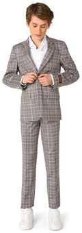OppoSuits Daily Teen Boys' Suits TEEN BOYS Daily Checked Tan
