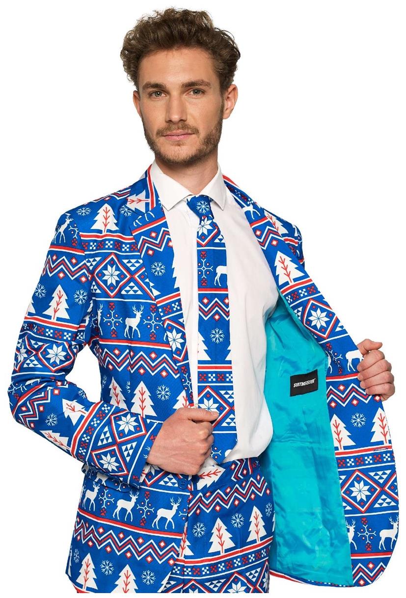 Suitmeister Men's Suits Christmas Blue Nordic