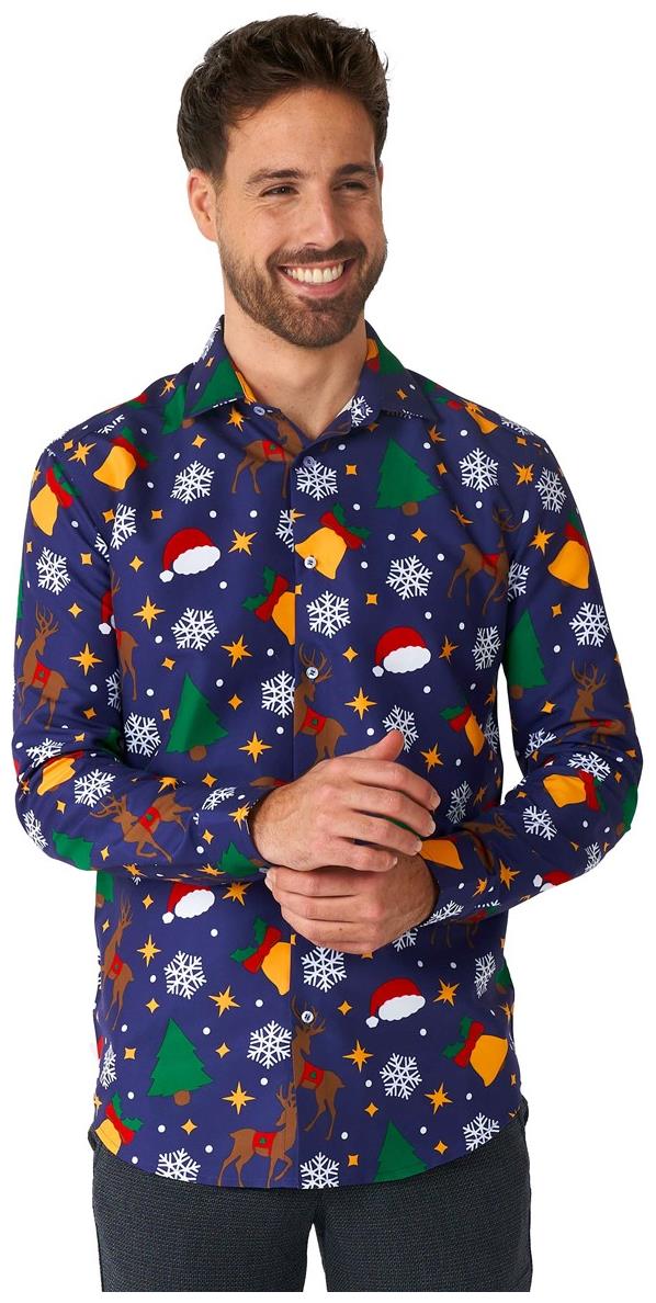 Suitmeister Men's Shirts Christmas Icons Blue