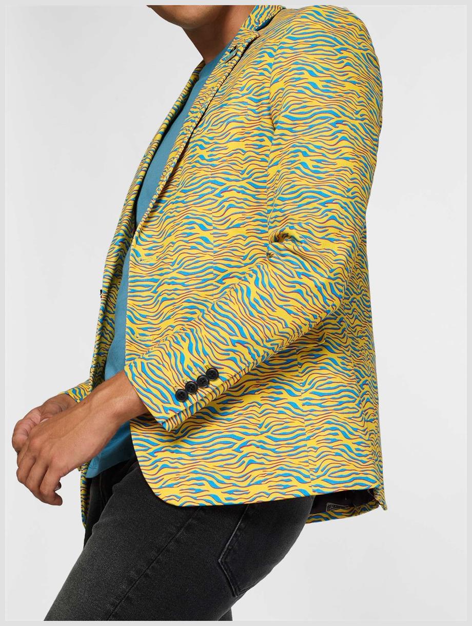 OppoSuits Deluxe Men's Blazers Retro - 80's Animal - Electric Yellow