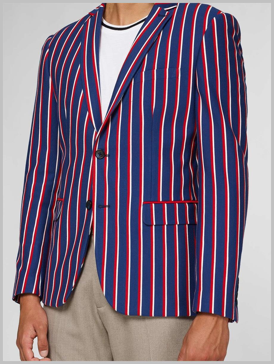 OppoSuits Deluxe Men's Blazers Supportswear - Cheer Stripes - Cobalt Blue
