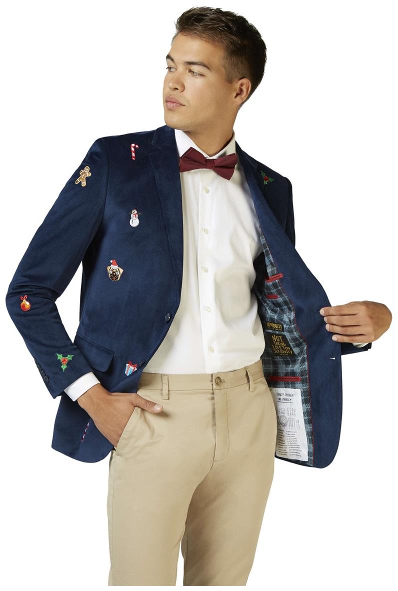 OppoSuits Deluxe Men's Blazers Christmas - X-Mas Icons - Navy