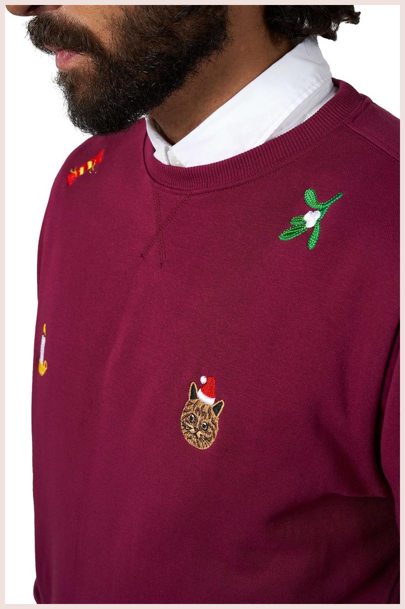 OppoSuits Deluxe Men's Sweaters X-Mas Icons - Burgundy