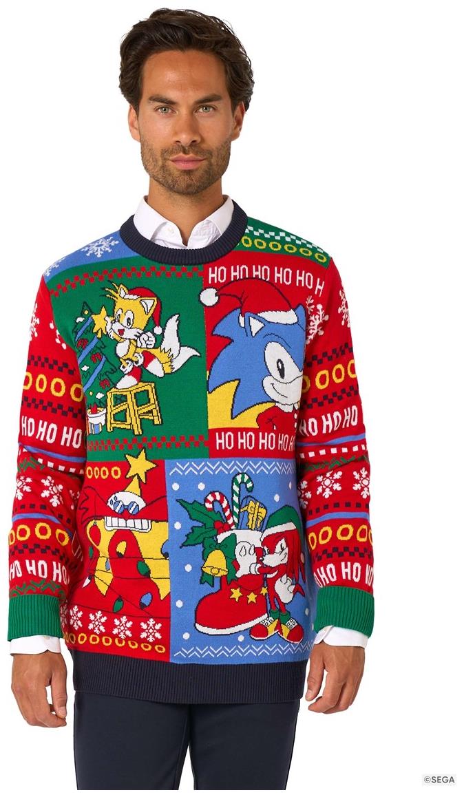 OppoSuits Adults' Knitted Sweaters Sonic Christmas Sweater