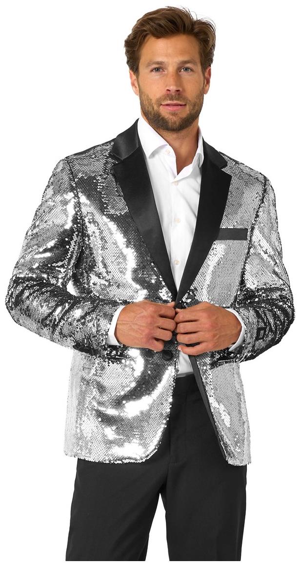OppoSuits Men's Blazers Shiny Silver Sequins