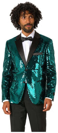 OppoSuits Men's Blazers Terrific Teal Sequins