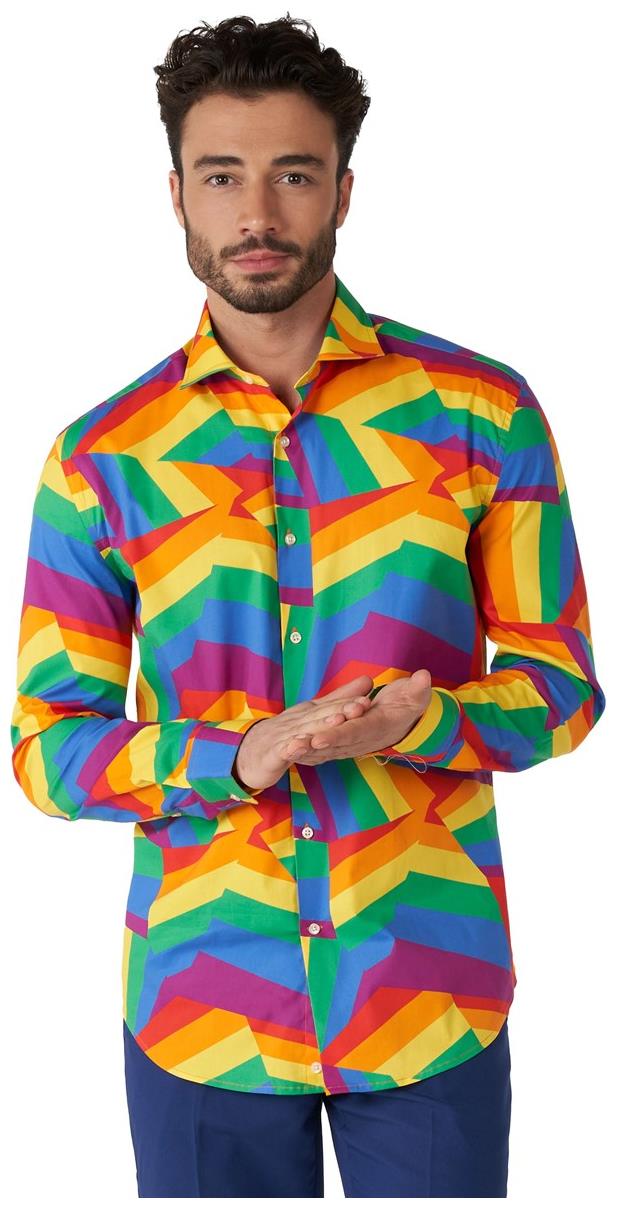 OppoSuits Men's Shirts SHIRT LS Zig Zag Rainbow