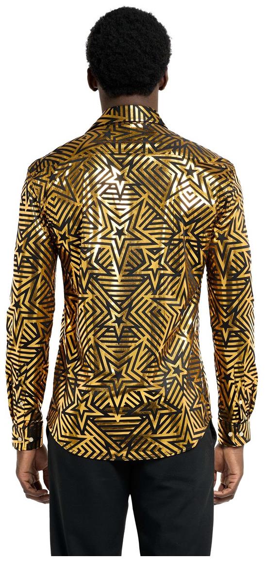 OppoSuits Men's Shirts SHIRT LS Golden Geo Star