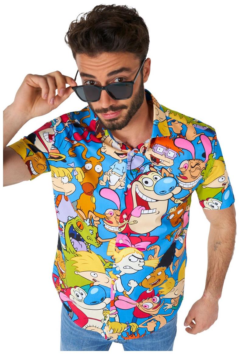 OppoSuits Men's Summer Shirts SHIRT Short Sleeve NickelodeonT Cartoons