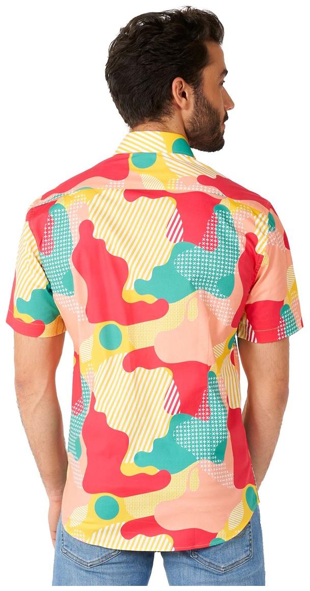 OppoSuits Men's Summer Shirts SHIRT Short Sleeve Coral Camo
