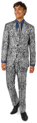 OppoSuits Men's Suits Silver Geo Star