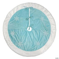 Old World Christmas Blue Embroidered Christmas Tree Skirt, Snowflakes with Faux Fur Trim, 48in