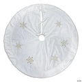 Old World Christmas Ivory Embroidered Christmas Tree Skirt, Snowflakes with Faux Fur Trim, 48in