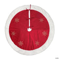 Old World Christmas Red Embroidered Christmas Tree Skirt, Snowflakes with Faux Fur Trim, 48in