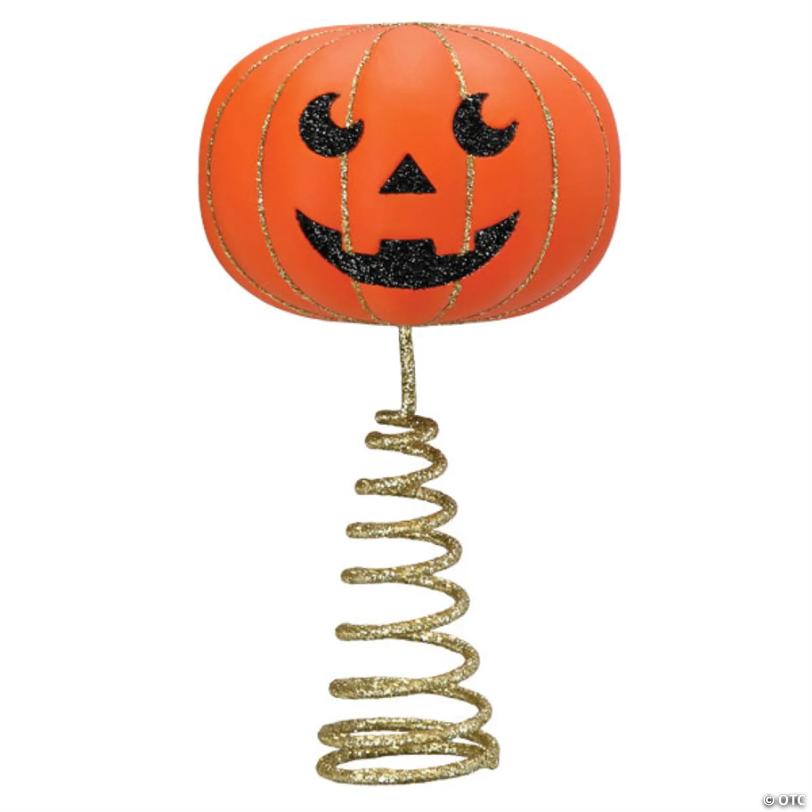 Old World Christmas Tree Topper for Halloween, Mini Pumpkin Head, 5.5 Inches