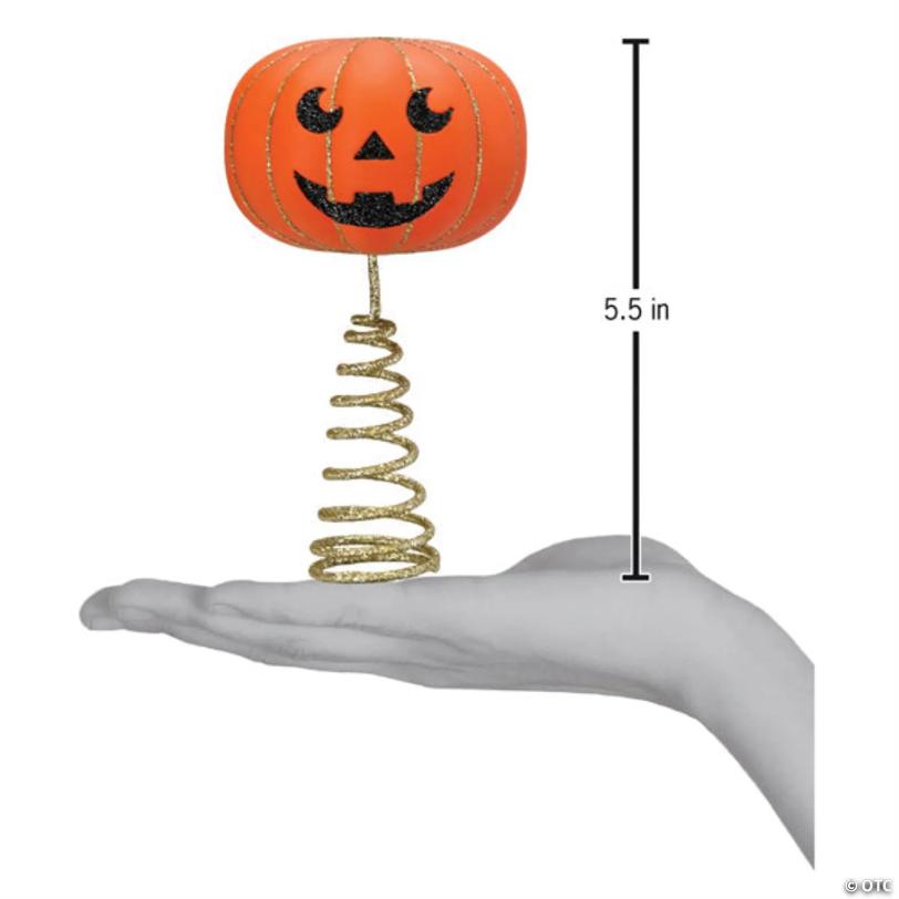 Old World Christmas Tree Topper for Halloween, Mini Pumpkin Head, 5.5 Inches