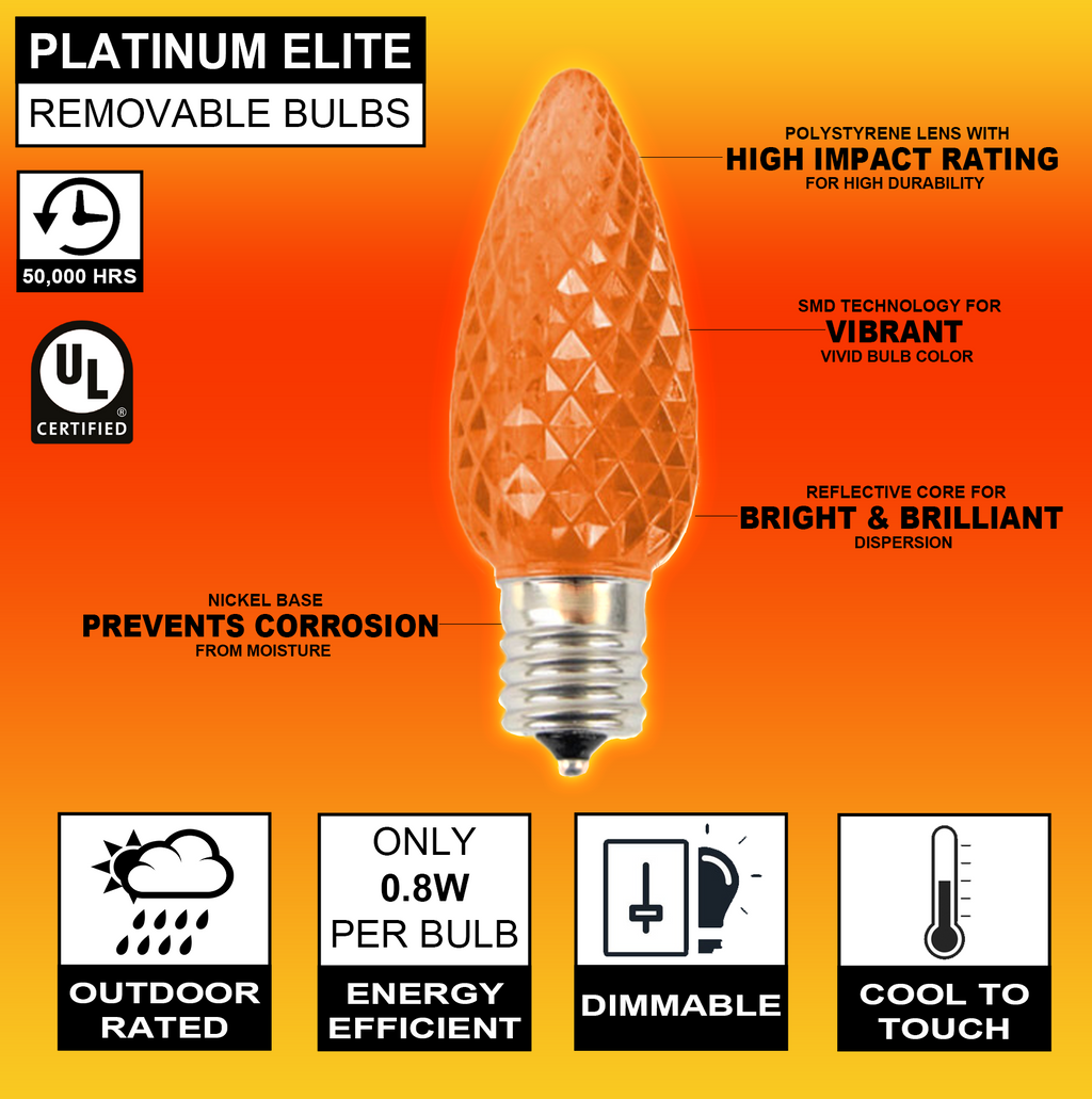 C9 Platinum Elite LED SMD Bulb (25 bulbs/bag) - Faceted, Orange