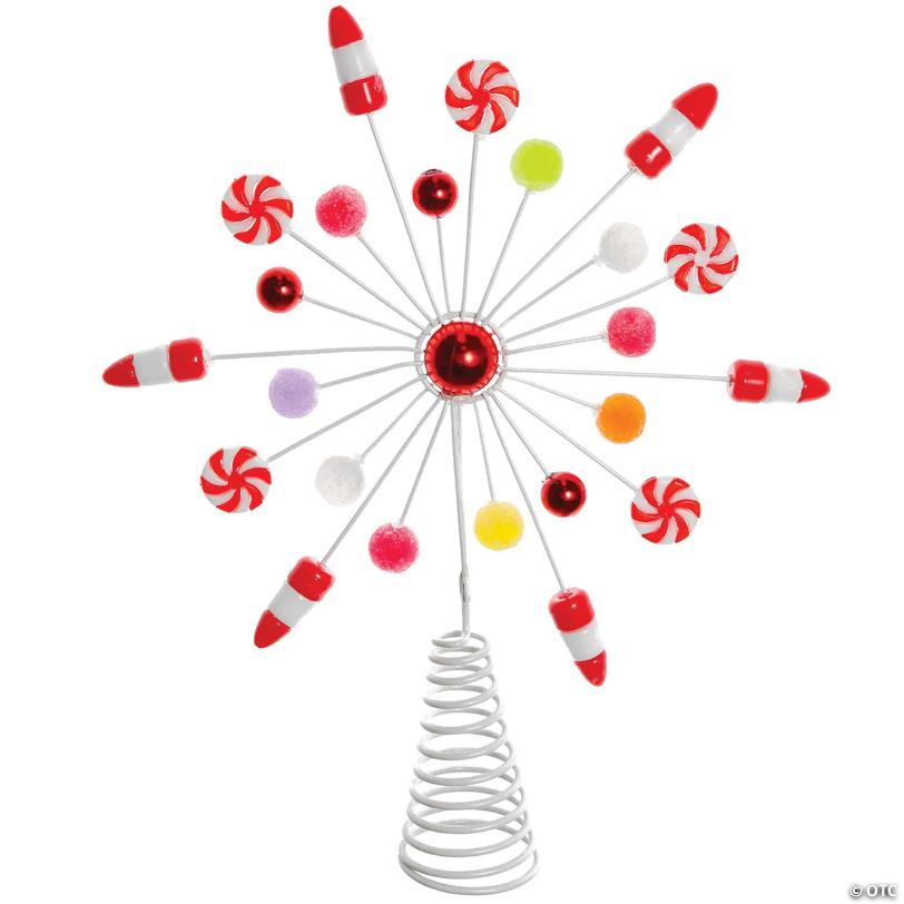 Ornativity Candy Snowflake Tree Topper - Peppermint Candy Cane Snowflakes Christmas Tree Decorations