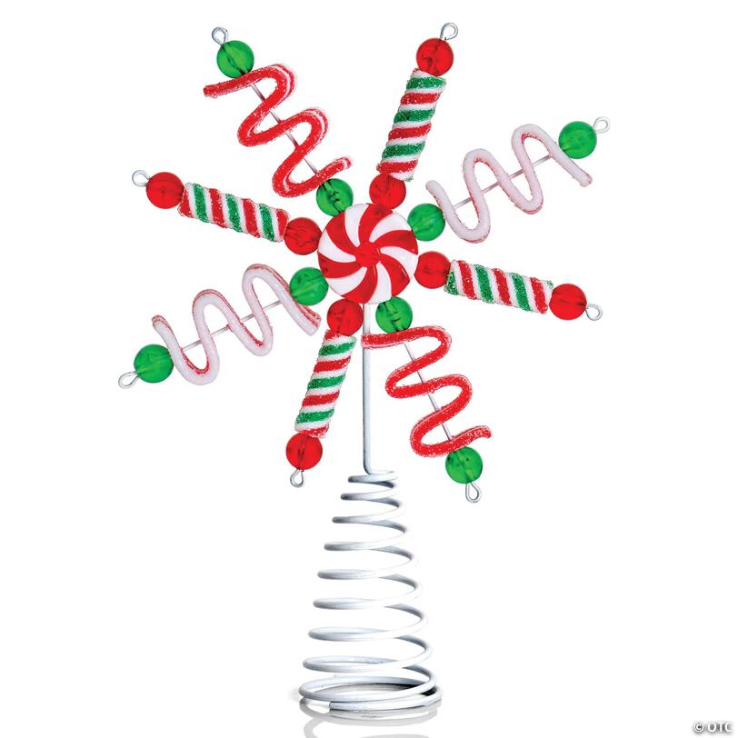 Ornativity Candy Snowflake Tree Topper - Peppermint Candy Cane Sour Belt Jelly Licorice Star Snowflakes Christmas Tree Top Decorations