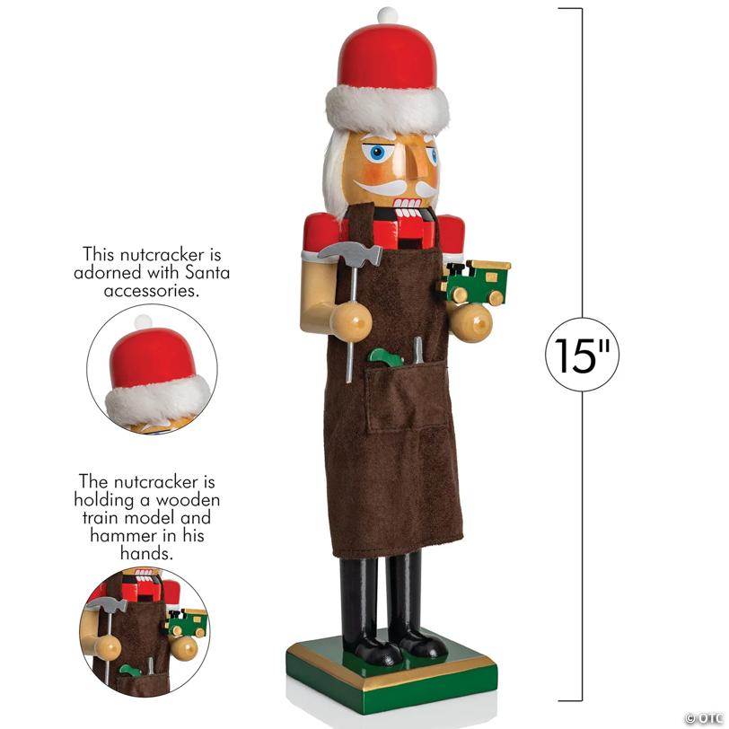 Ornativity Christmas Toy Maker Nutcracker Red and Green Wooden Nutcracker  Xmas Themed Holiday Nut Cracker Doll Figure Decorations