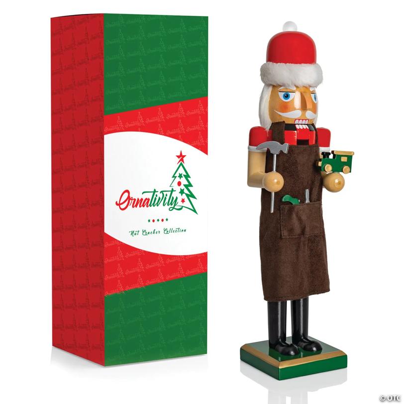 Ornativity Christmas Toy Maker Nutcracker Red and Green Wooden Nutcracker  Xmas Themed Holiday Nut Cracker Doll Figure Decorations
