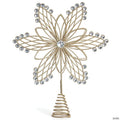 Ornativity Jewel Flower Tree Topper - Gold Glitter Sparkling Metal Wire Star Flower Topper with Sparkly Gem Finish Christmas Tree Top Ornament Decoration