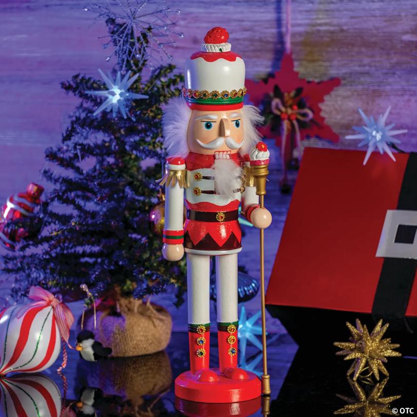 Ornativity Strawberry Toy Soldier Nutcracker - Strawberry Hat with Cupcake Scepter King Theme Christmas Nutcracker Figure Holiday Decoration