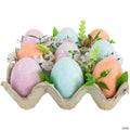 Pastel Easter Eggs with Carton Decoration - 6.25" - Set of 9