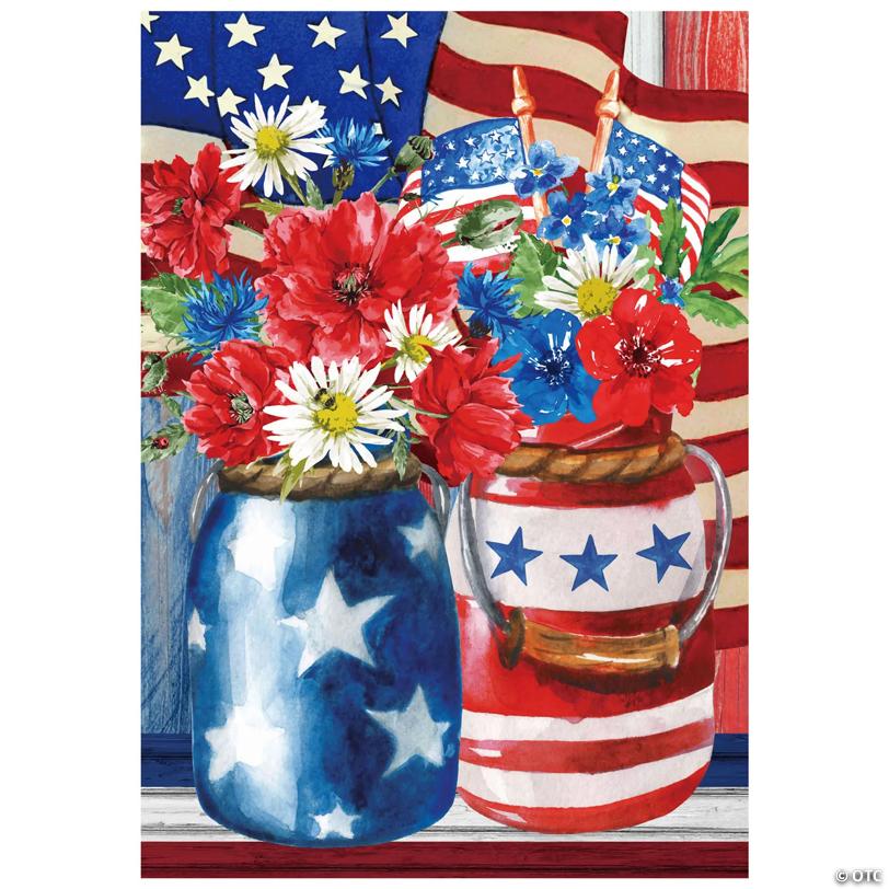 Patriotic Americana Floral Bouquet Outdoor Garden Flag 12.5" x 18
