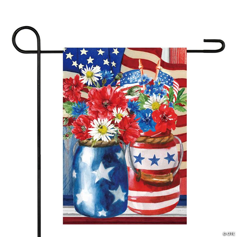 Patriotic Americana Floral Bouquet Outdoor Garden Flag 12.5" x 18