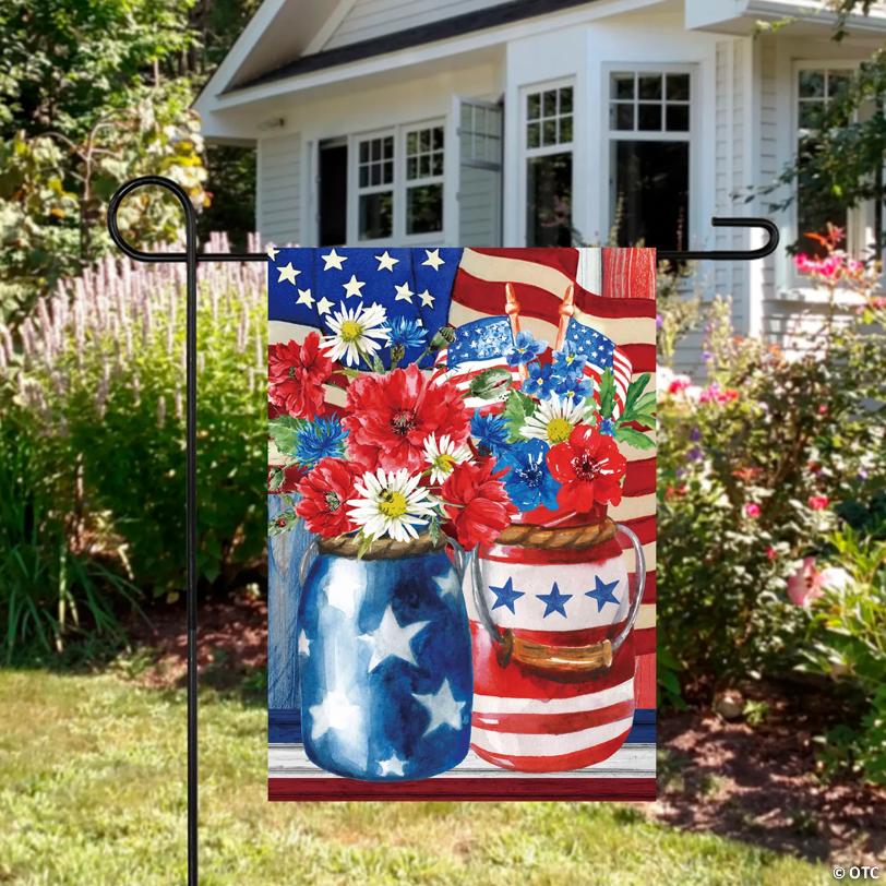 Patriotic Americana Floral Bouquet Outdoor Garden Flag 12.5" x 18