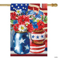 Patriotic Americana Floral Bouquet Outdoor House Flag 28" x 40