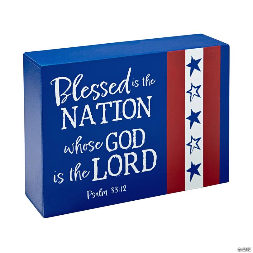 Patriotic Blessed is the Nation Tabletop Decoration