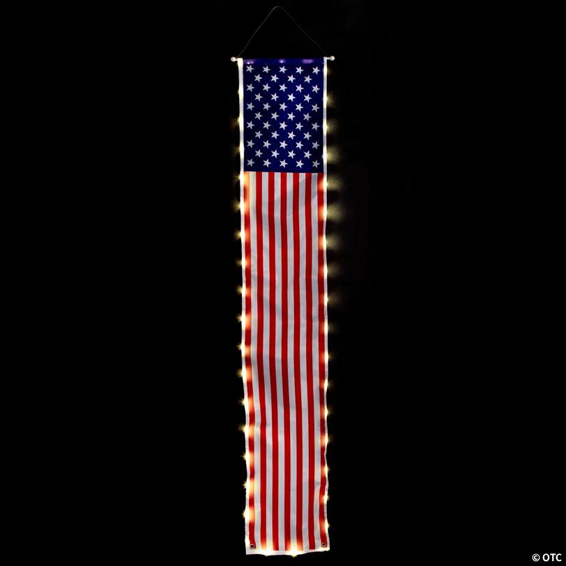 Patriotic Light-Up Flag Banner Set – 2 Pc.