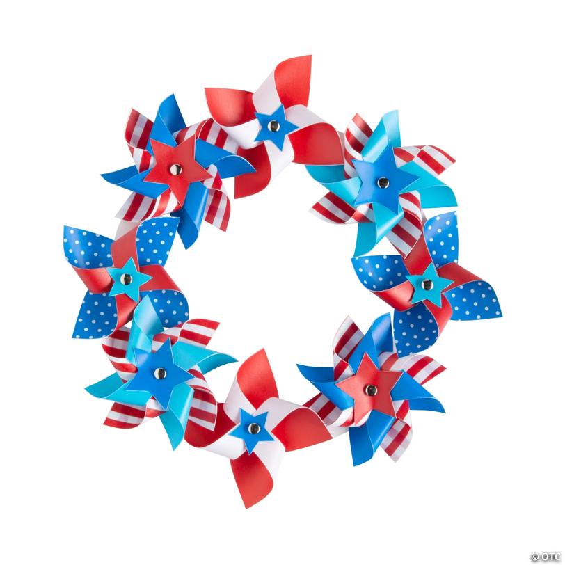 Patriotic Plastic Pinwheel Wreath