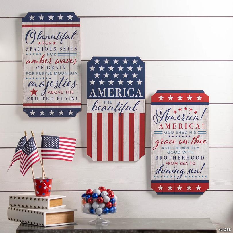 Patriotic Vertical Signs - 3 Pc.