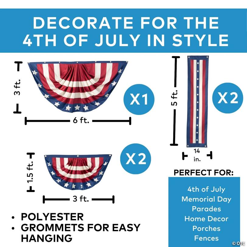 Patriotic Vintage Americana Bunting Grand Decorating Kit - 5 Pc.
