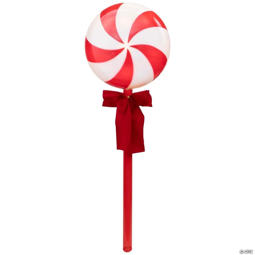 Peppermint Lollipops Christmas Pathway Markers - Clear Lights - 4.5' White Wire - 3ct