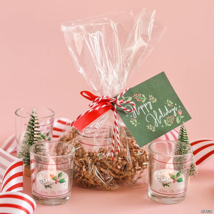 Personalized Christmas Votive Candle Holders - 12 Pc.