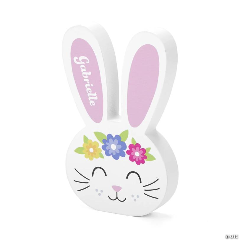 Personalized Easter Bunny with Flowers Tabletop Decoration