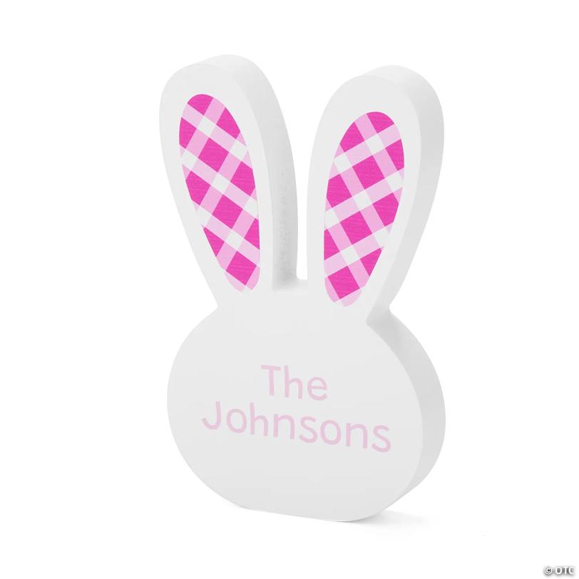 Personalized Family Name Gingham Easter Bunny Tabletop Decoration