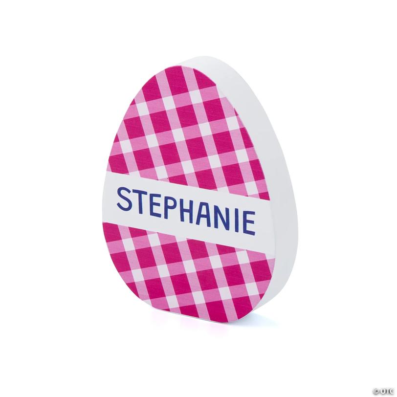 Personalized Name Gingham Easter Egg Tabletop Decoration