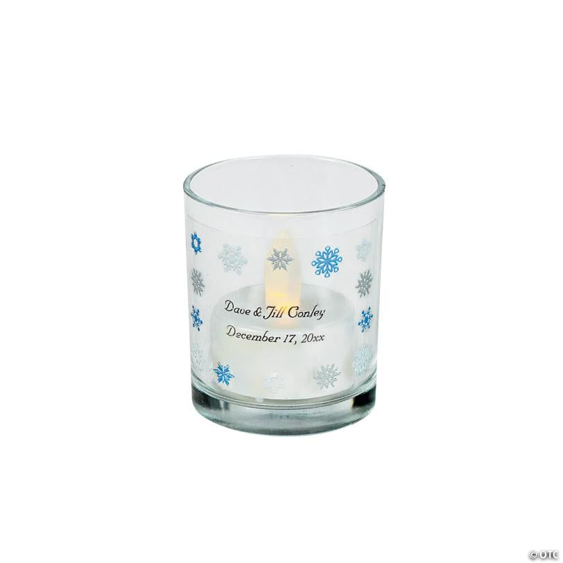 Personalized Snowflake Votive Candle Holders - 12 Pc.