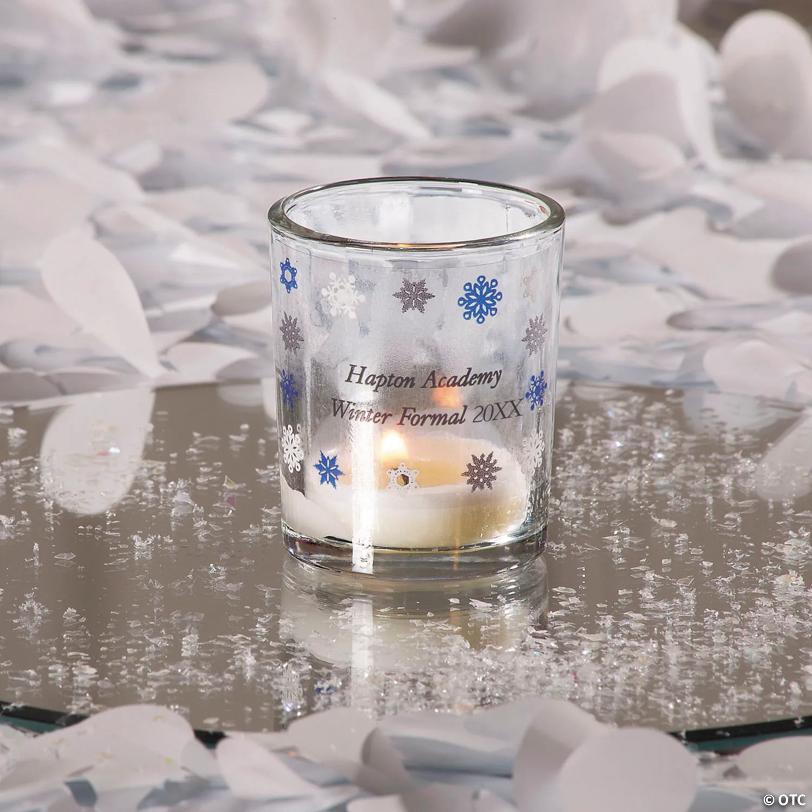 Personalized Snowflake Votive Candle Holders - 12 Pc.
