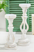 13"-16” Pillar Wood Candle Holder Set