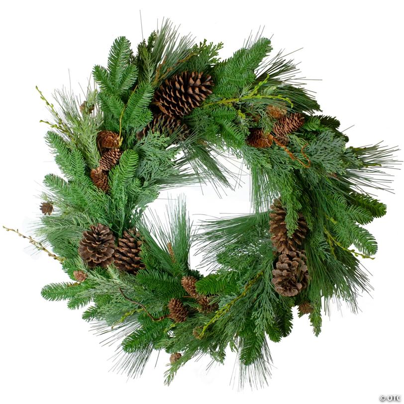 Pine Cone and Cedar Artificial Christmas Wreath - 32-Inch  Unlit