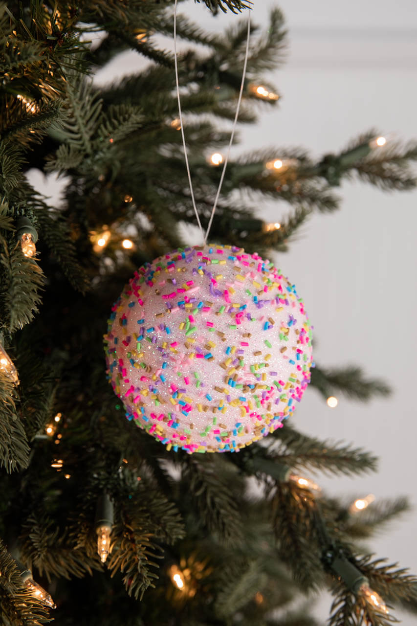 4” Pink Sprinkle Ball Ornament