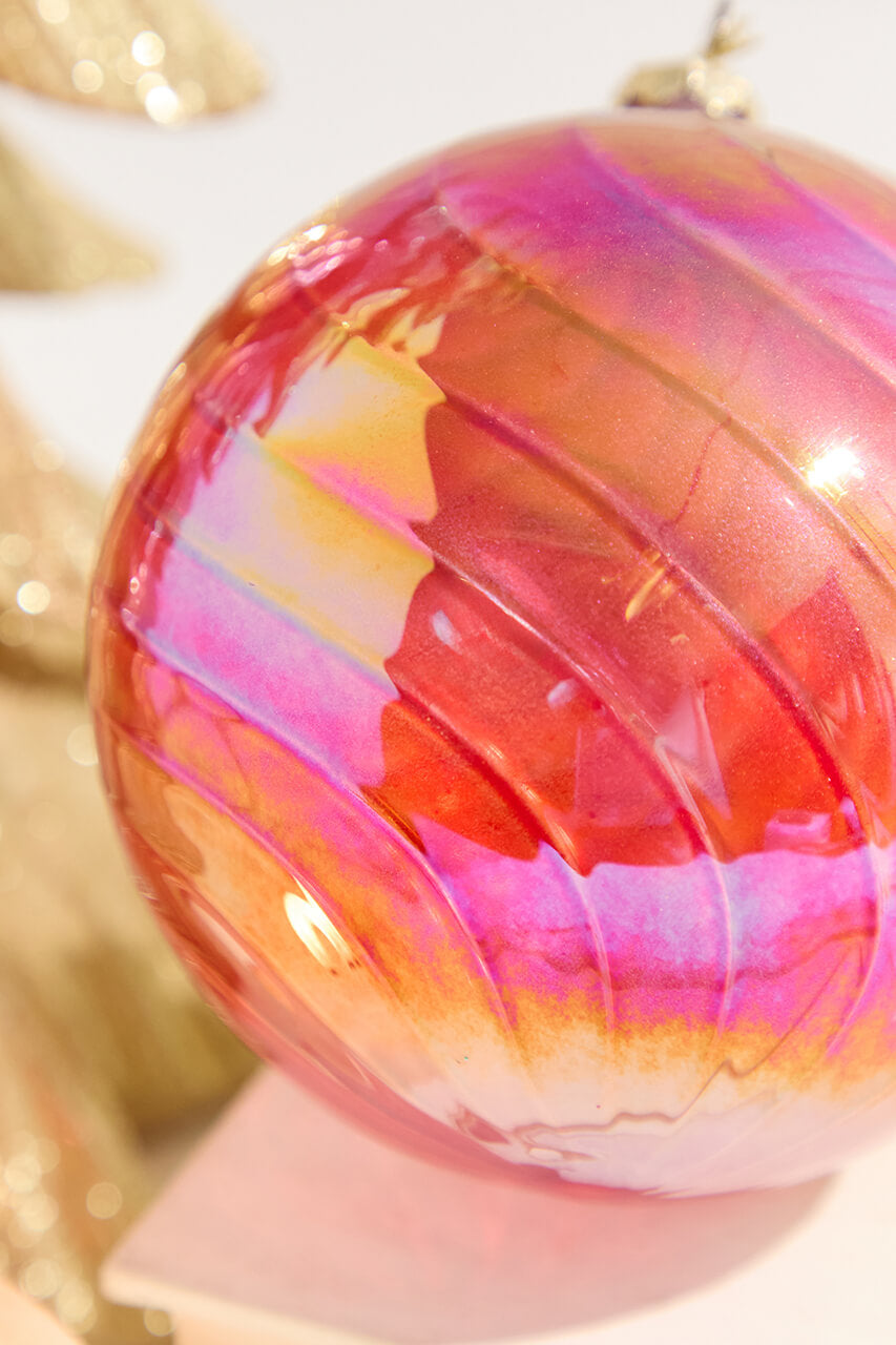4" Red Luster Ball Ornament