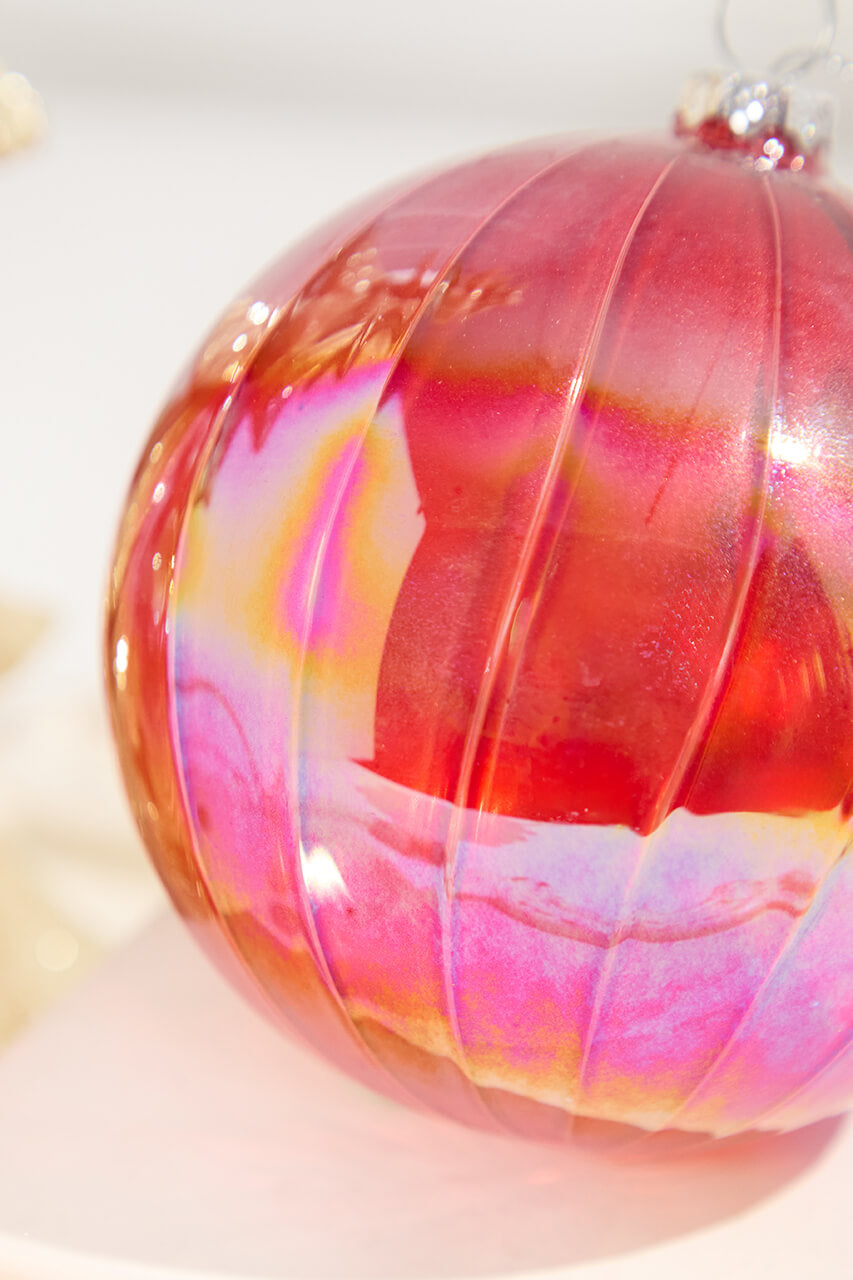 4" Red Luster Ball Ornament