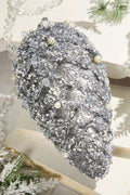 11" Pinecone Ornament with Jewel - Platinum
